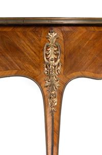 A Louis XV Style Gilt Bronze Mounted Kingwood Reniform Bureau Plat