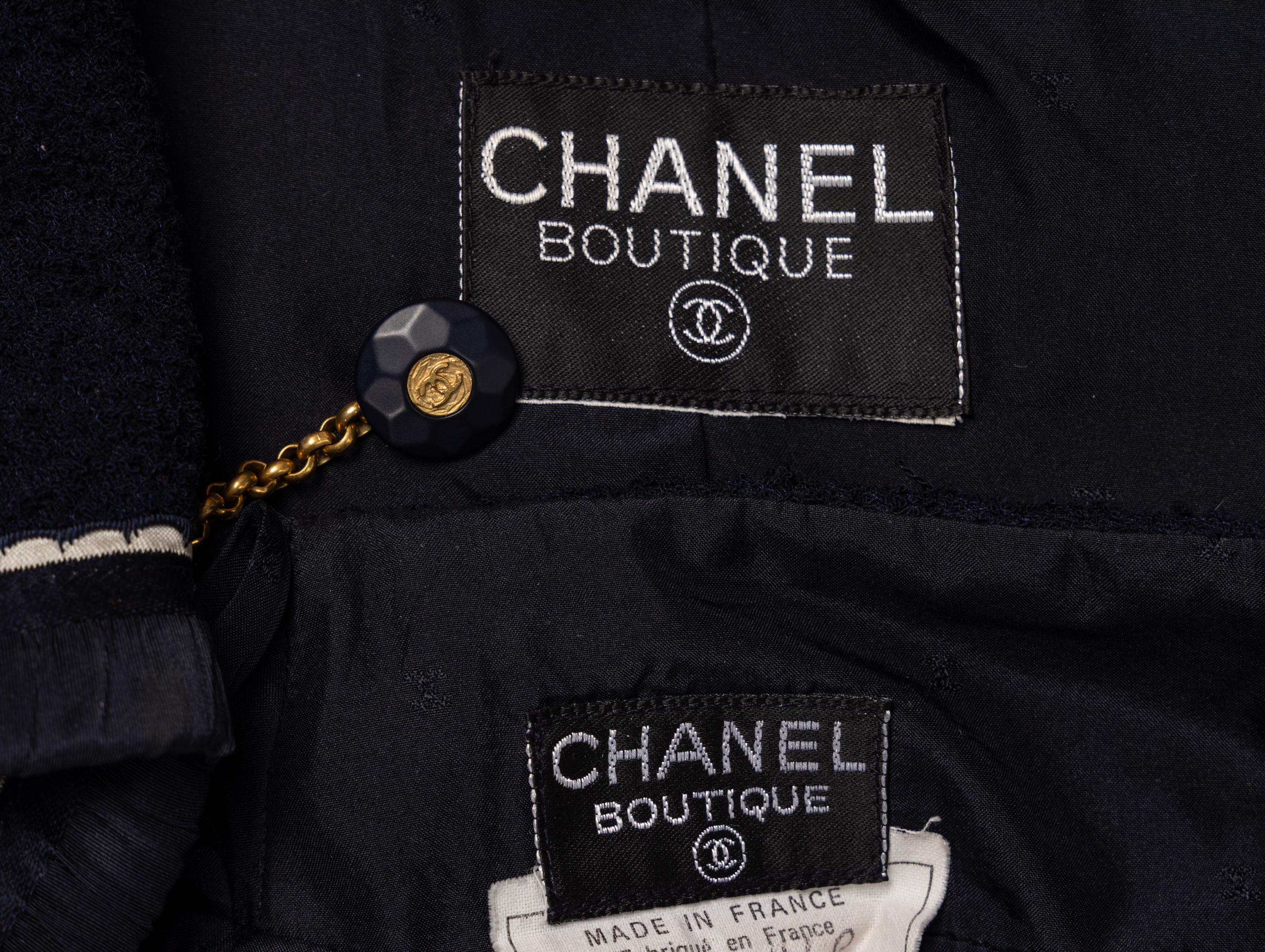Chanel, Navy Bouclé Tweed Suit