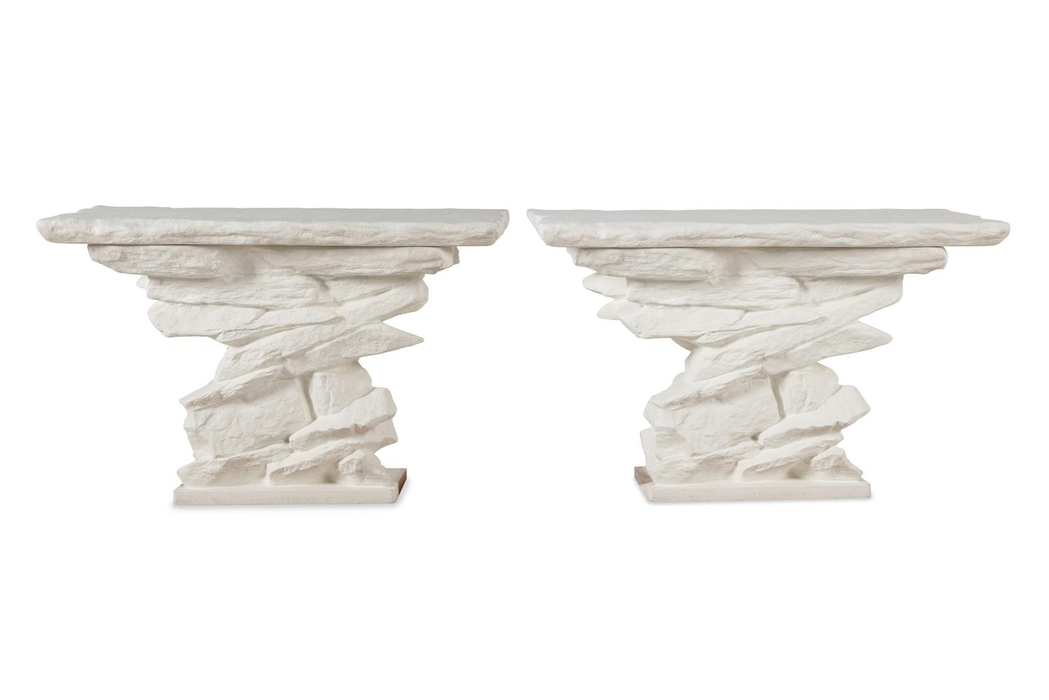 A Pair of Sirmos Cast Plaster Console Tables