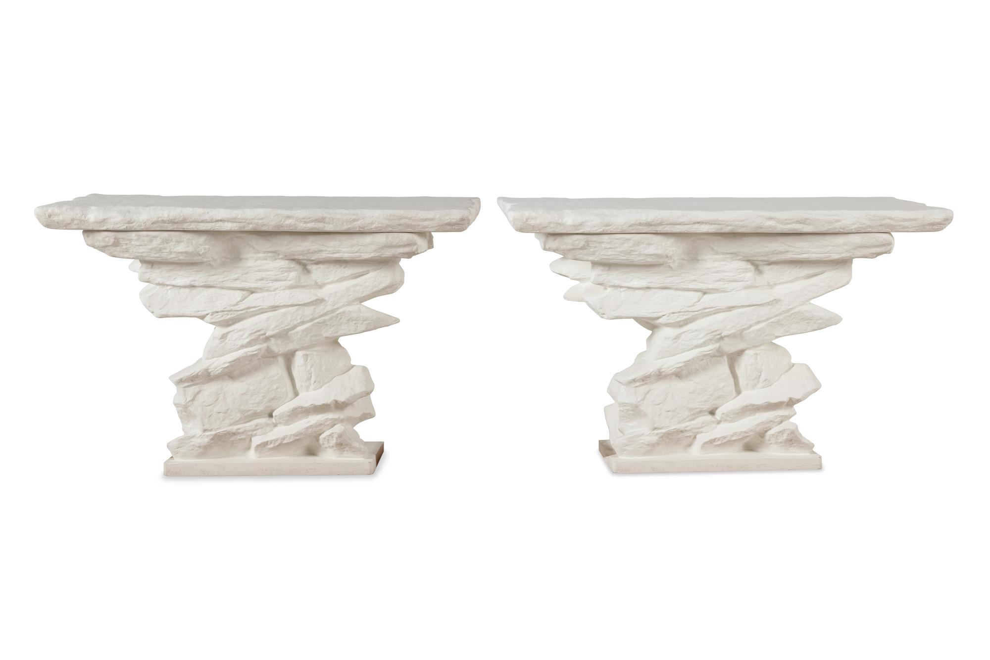 A Pair of Sirmos Cast Plaster Console Tables