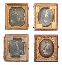 [EARLY PHOTOGRAPHY]. 16 sixth plate daguerreotypes of women with books and other objects of interest.