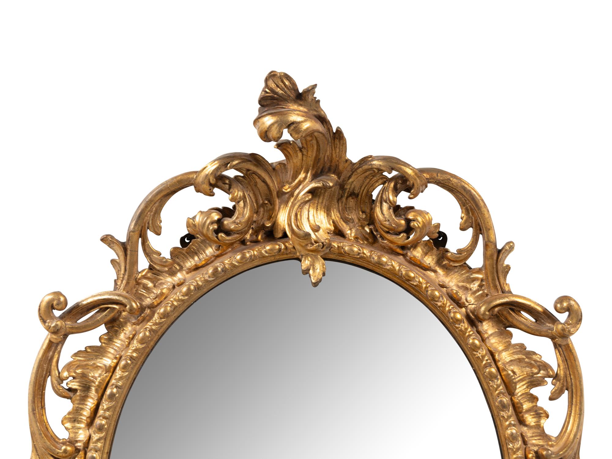 A Pair of Louis XV Style Giltwood Girandole Mirrors