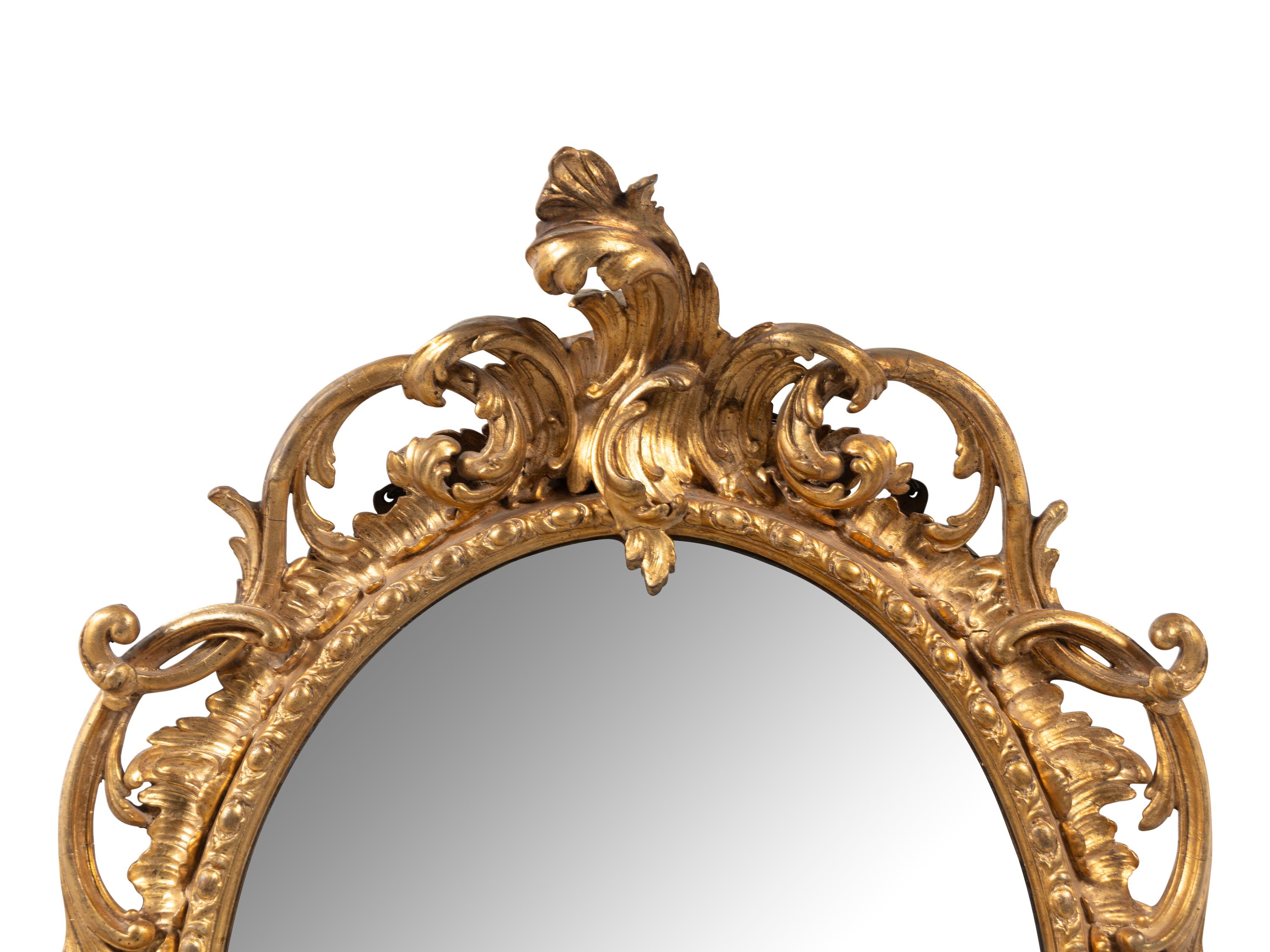 A Pair of Louis XV Style Giltwood Girandole Mirrors