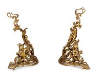 A Pair of Louis XV Style Gilt Bronze Chenets