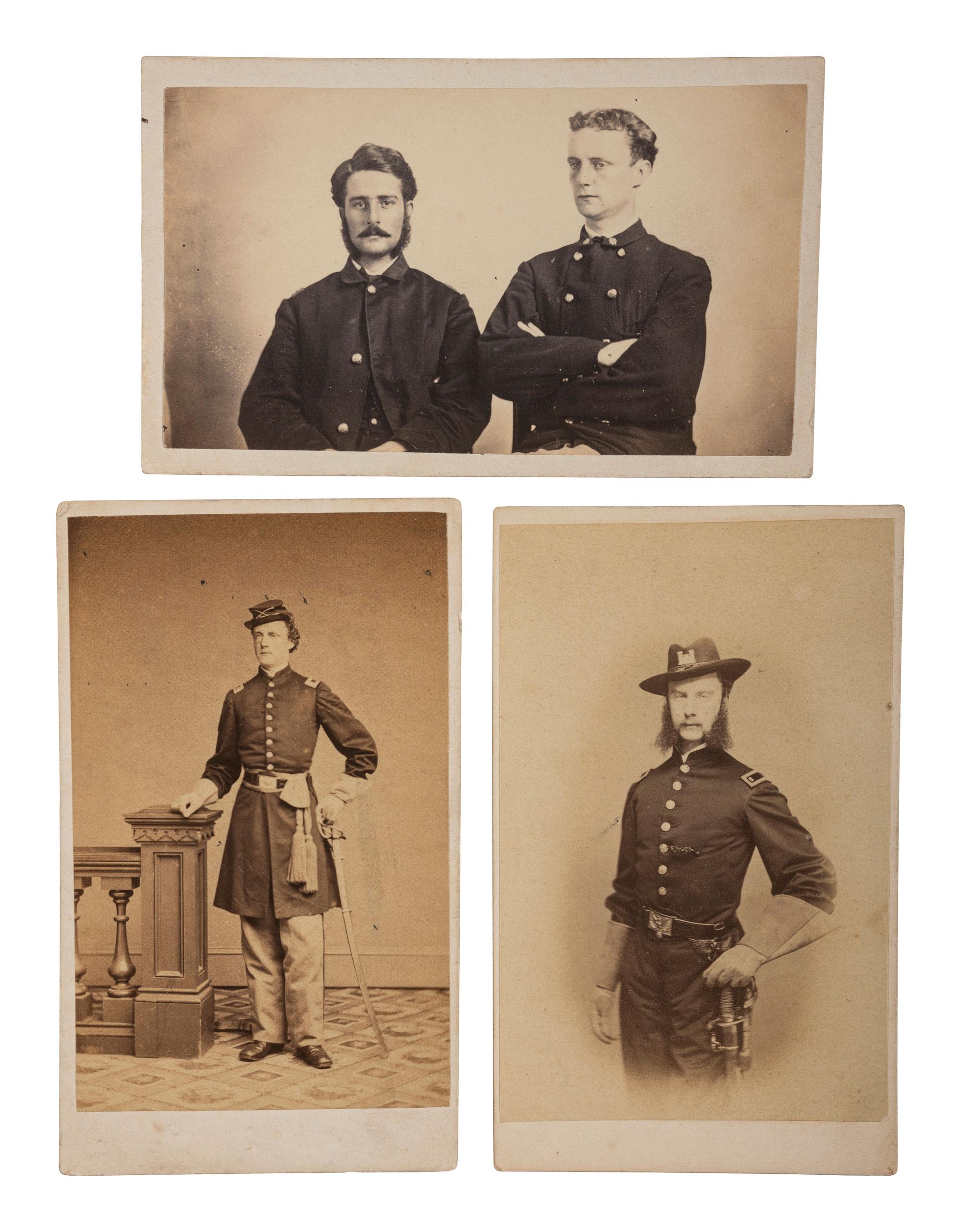 [CIVIL WAR]. A group of 3 CDVs, including portraits of Peter Penn-Gaskell, 1st New Jersey Cavalry and 2nd Louisiana Cavalry.