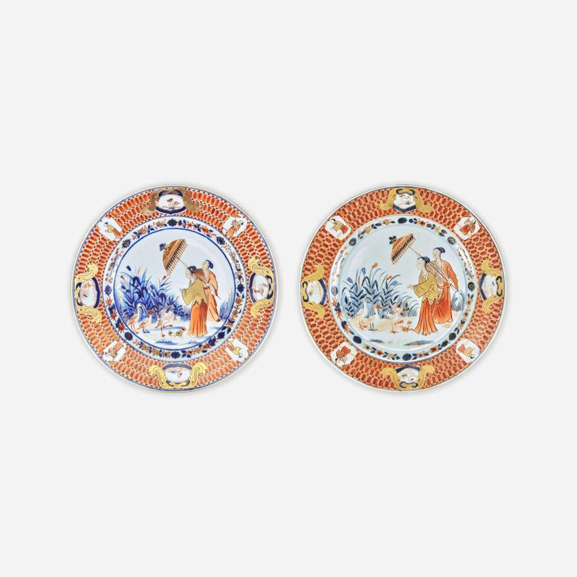 A Group of Three Chinese Export Porcelain Plates circa 1738-1740