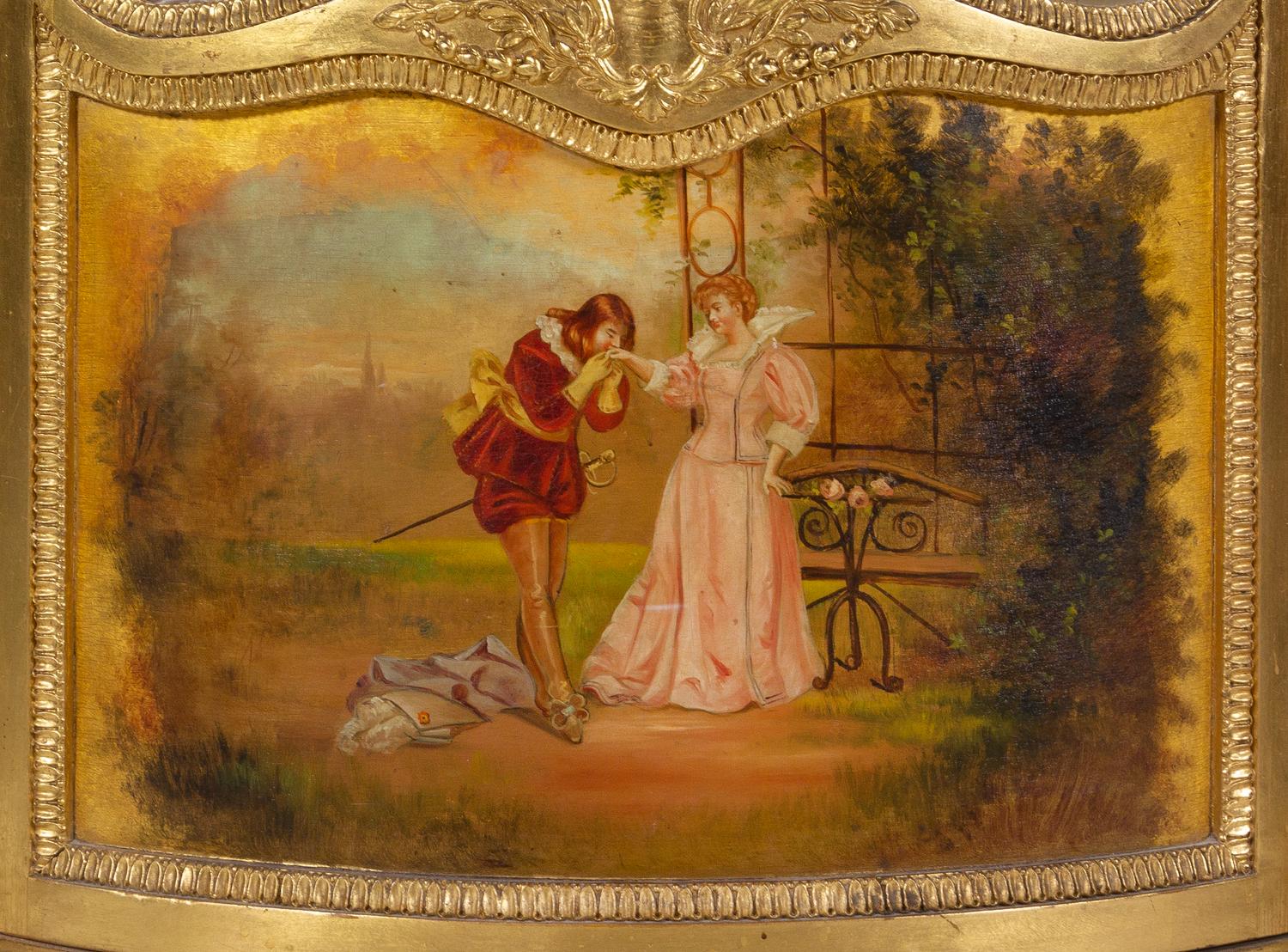 A Louis XVI Style Gilt Vernis Martin Vitrine