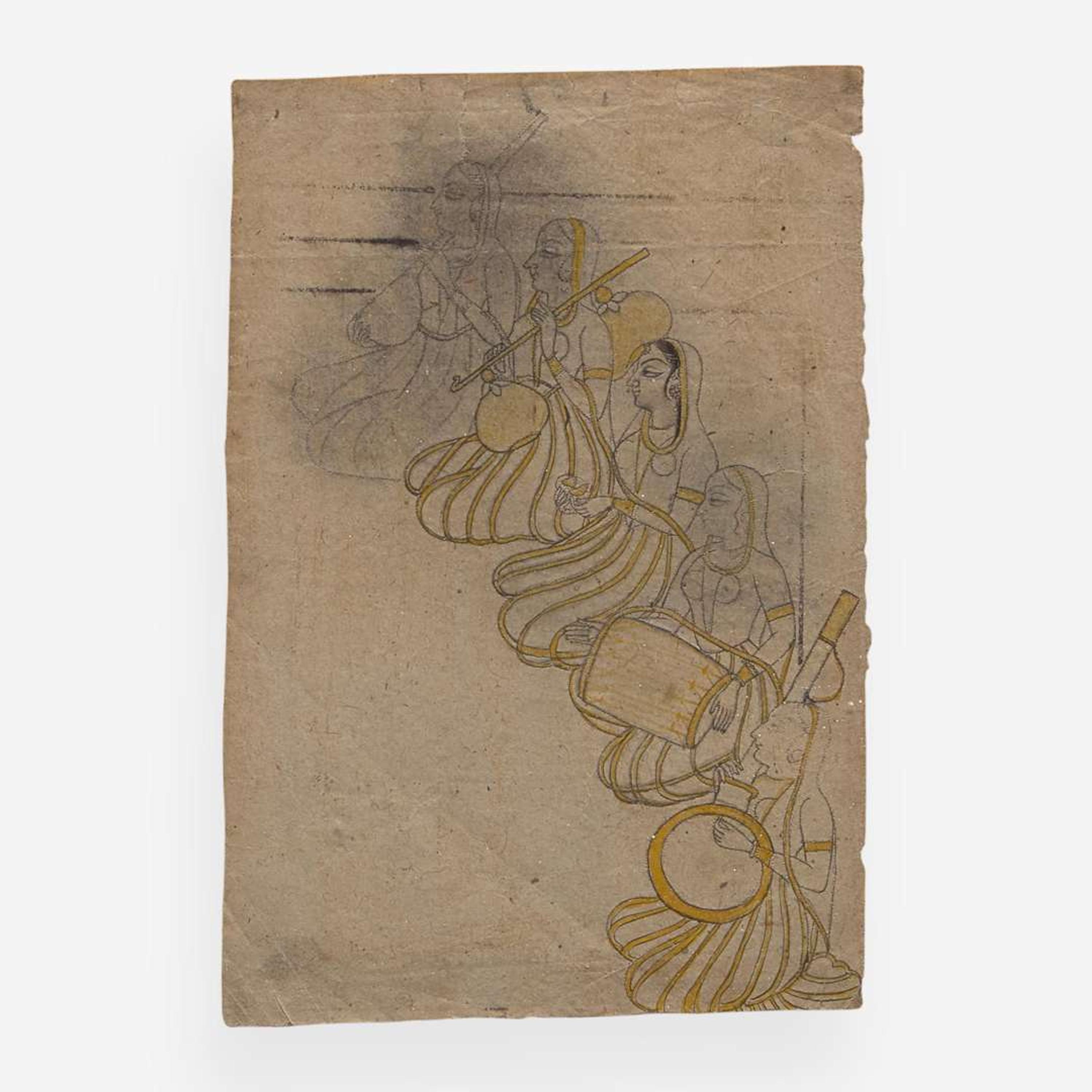 Three Indian Miniatures Depicting Women, 18th/19th Century 印度細密画三幅