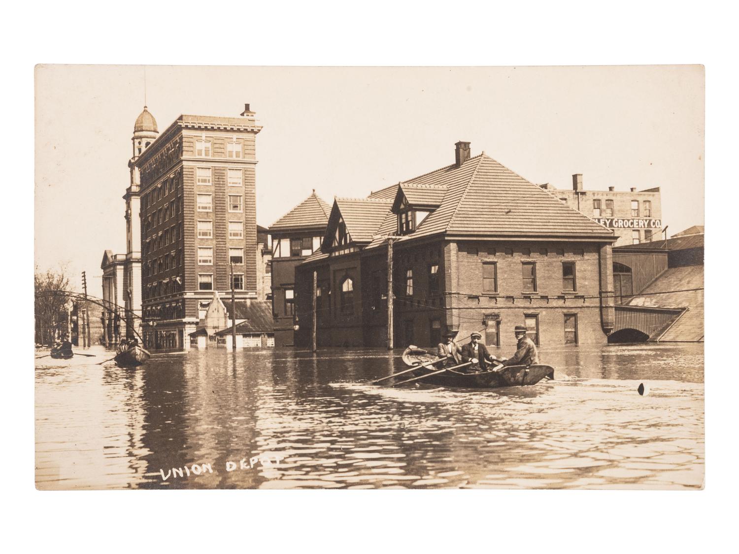 [EPHEMERA]. 35 RPPCs of floods, incl. the Great Flood of 1913.