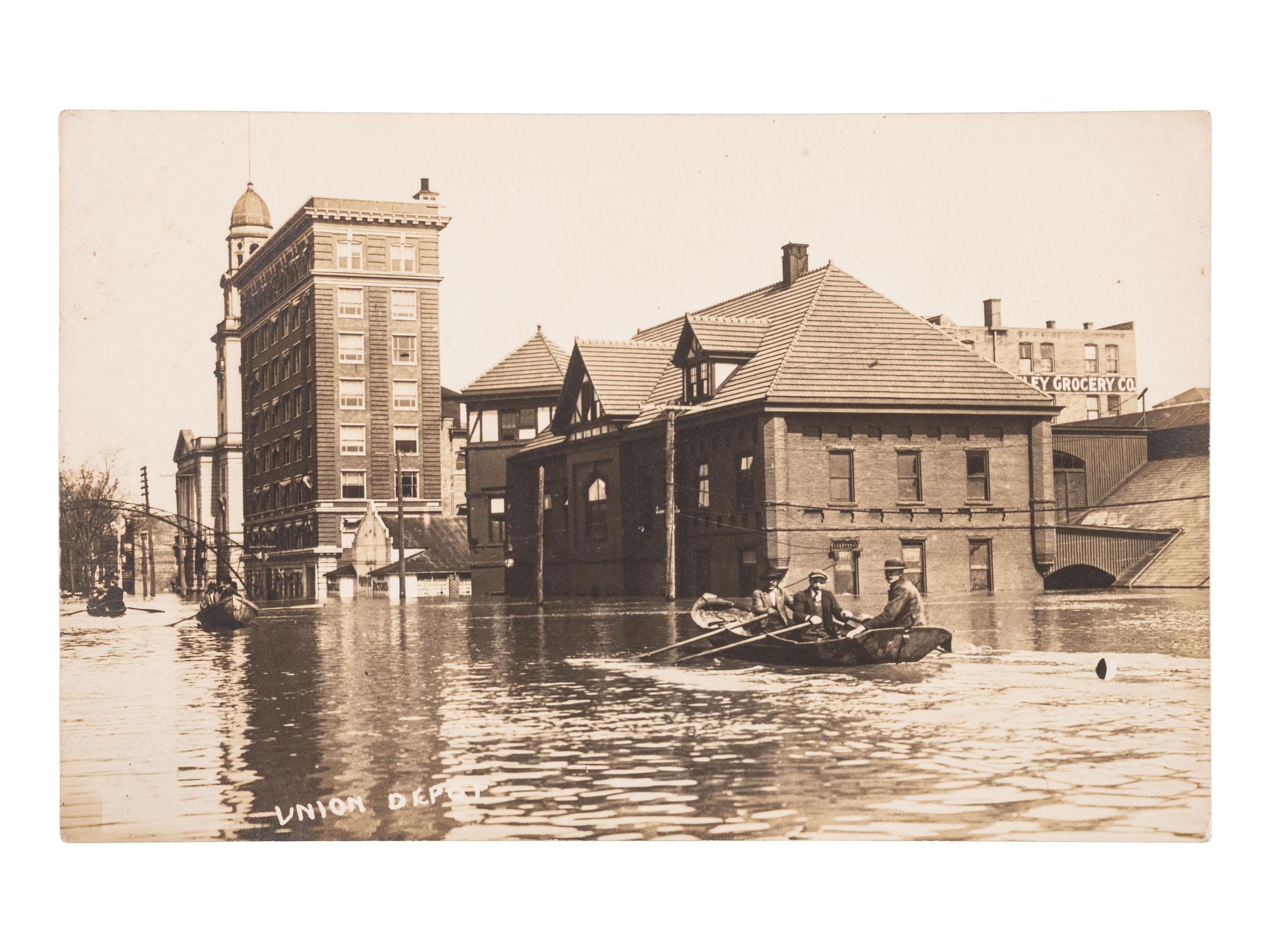 [EPHEMERA]. 35 RPPCs of floods, incl. the Great Flood of 1913.
