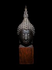 A Large Thai Bronze Head of Buddha