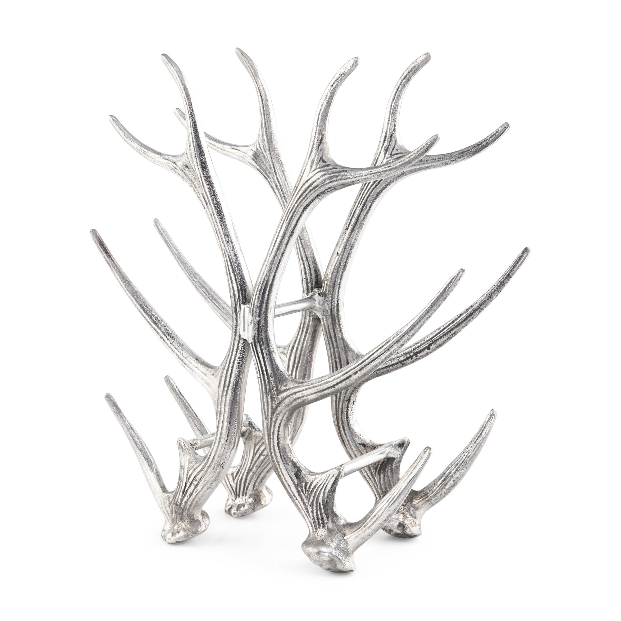 A Pewter Antler-Form Wine Bottle Rack