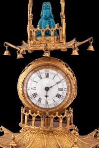 A Louis XV Style Gilt Bronze and Chinese Porcelain Mounted Pagoda-Form Mantel Clock