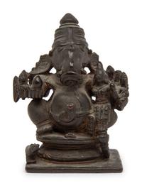 An Indian Bronze Figural Group of Ganesha and Shakti