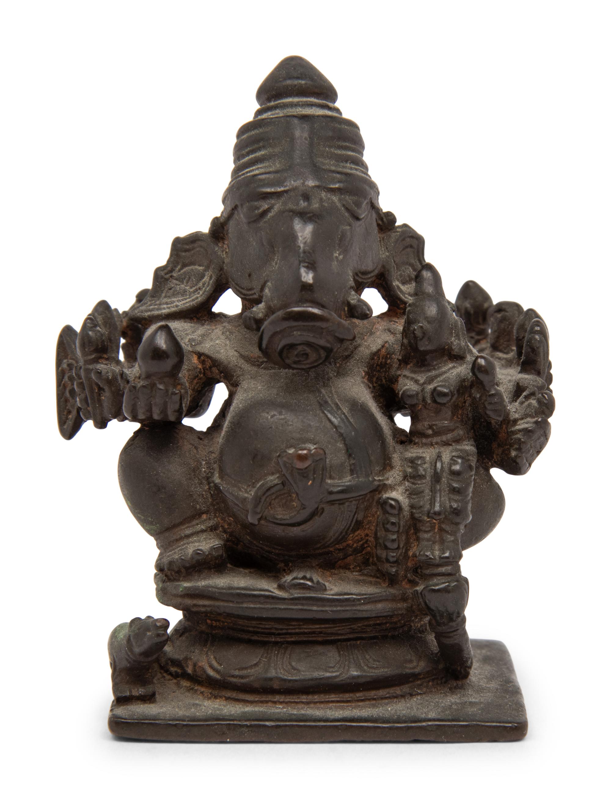 An Indian Bronze Figural Group of Ganesha and Shakti