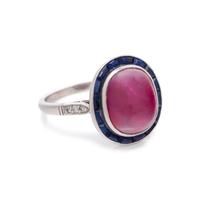 RUBY, SAPPHIRE AND DIAMOND RING