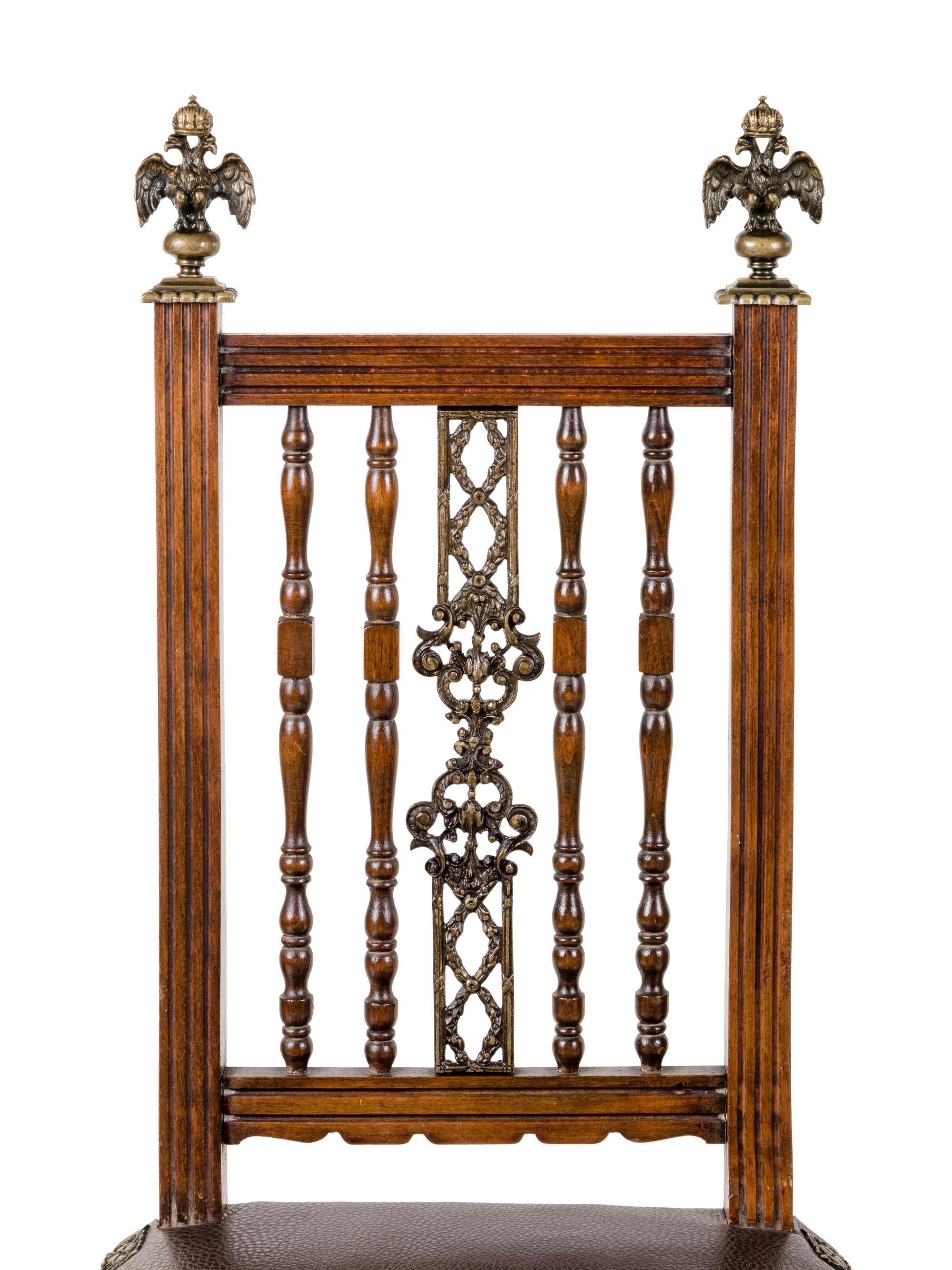 A Pair of Continental Bronze Mounted Walnut Side Chairs