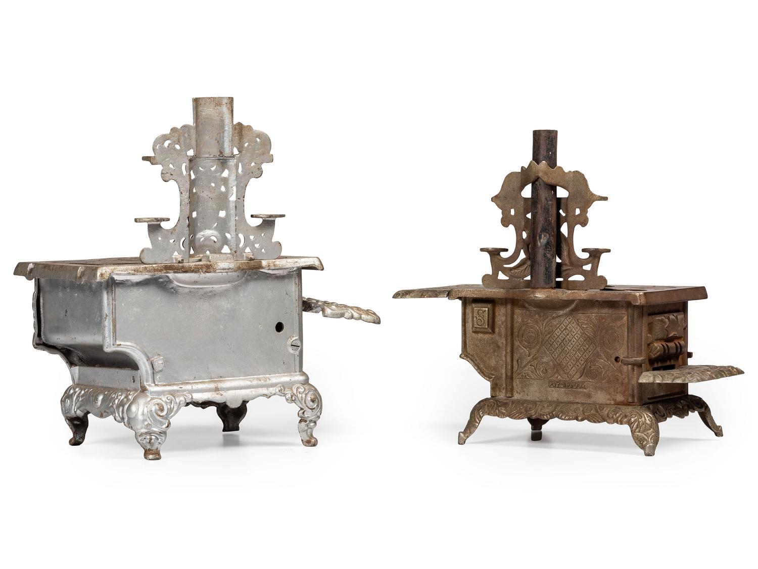 Two Salesman's Sample or Child's Toy Cast Iron Stoves