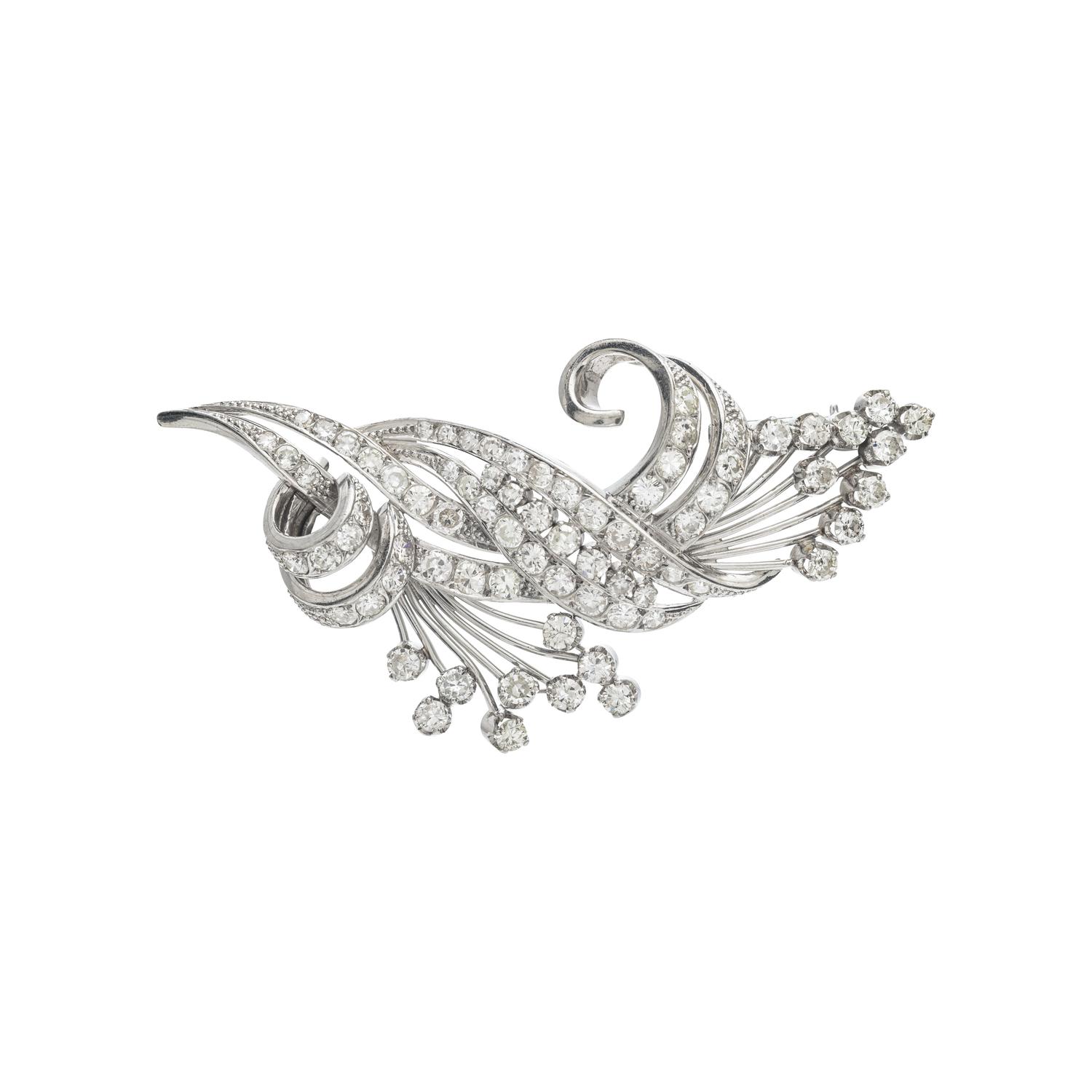PLATINUM AND DIAMOND SPRAY BROOCH