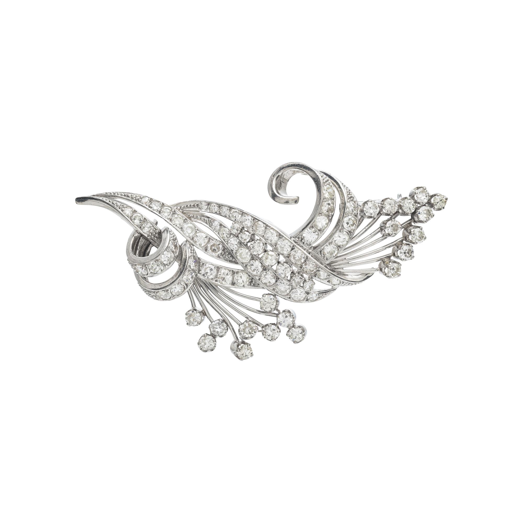 PLATINUM AND DIAMOND SPRAY BROOCH