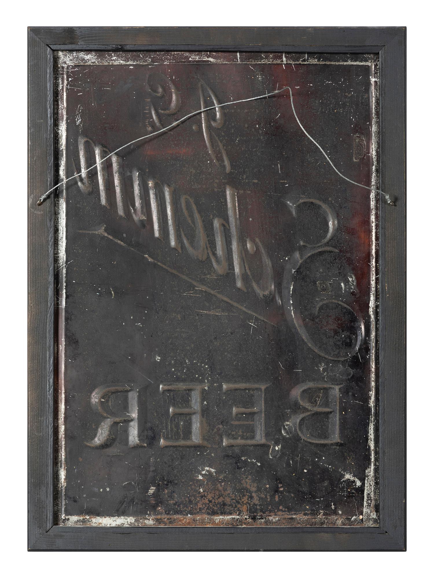 A J.G. Schemm Brewing Company Embossed and Painted Tin Advertising Sign