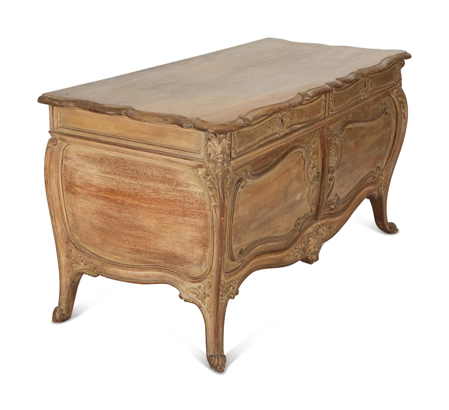 A Rococo Style Carved Bombe Side Cabinet