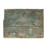 A Federal Blue Painted Bottle Chest with Twelve Glass Bottles