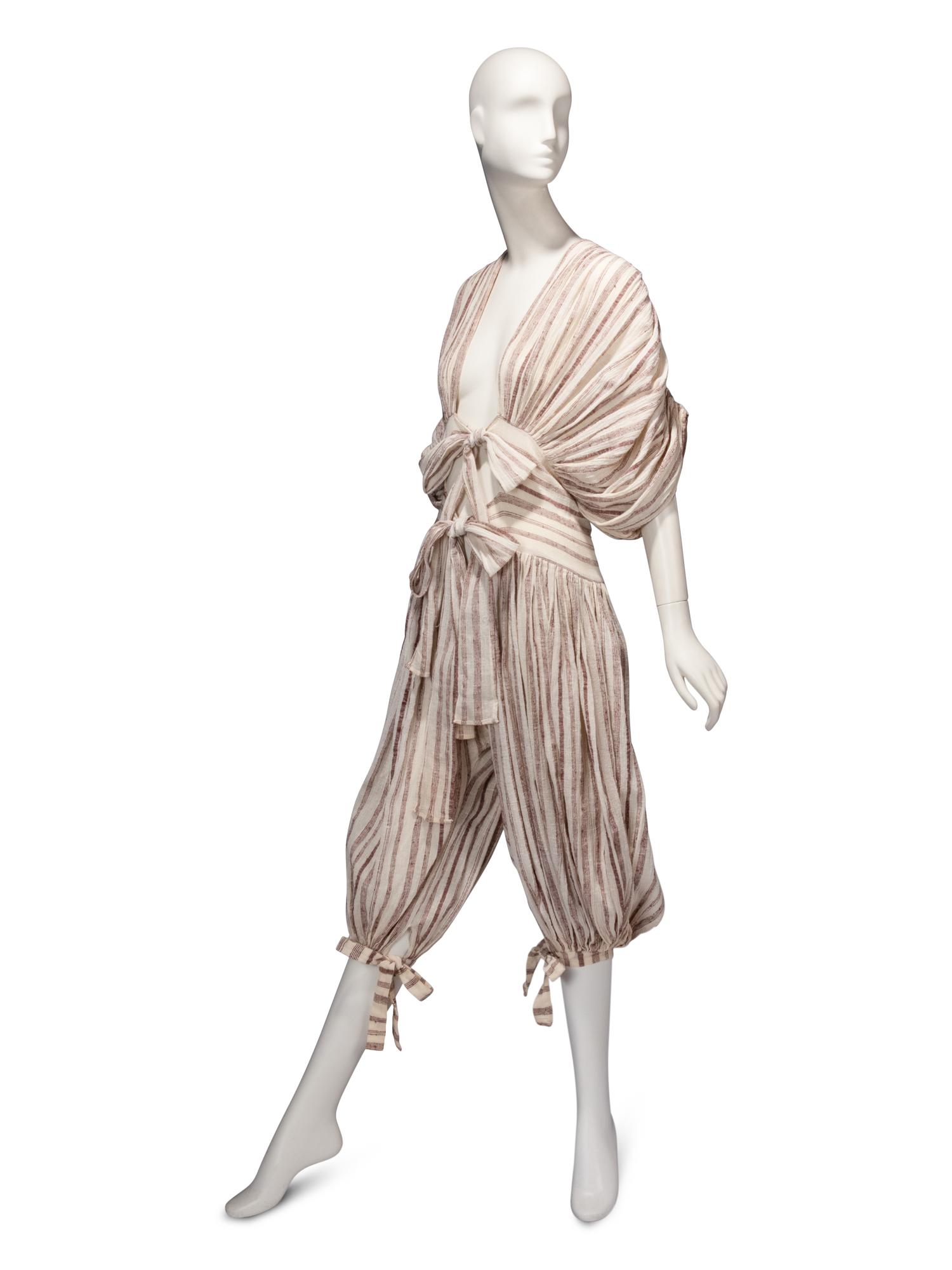 Norma Kamali, Striped Linen Jumpsuit, 1970s