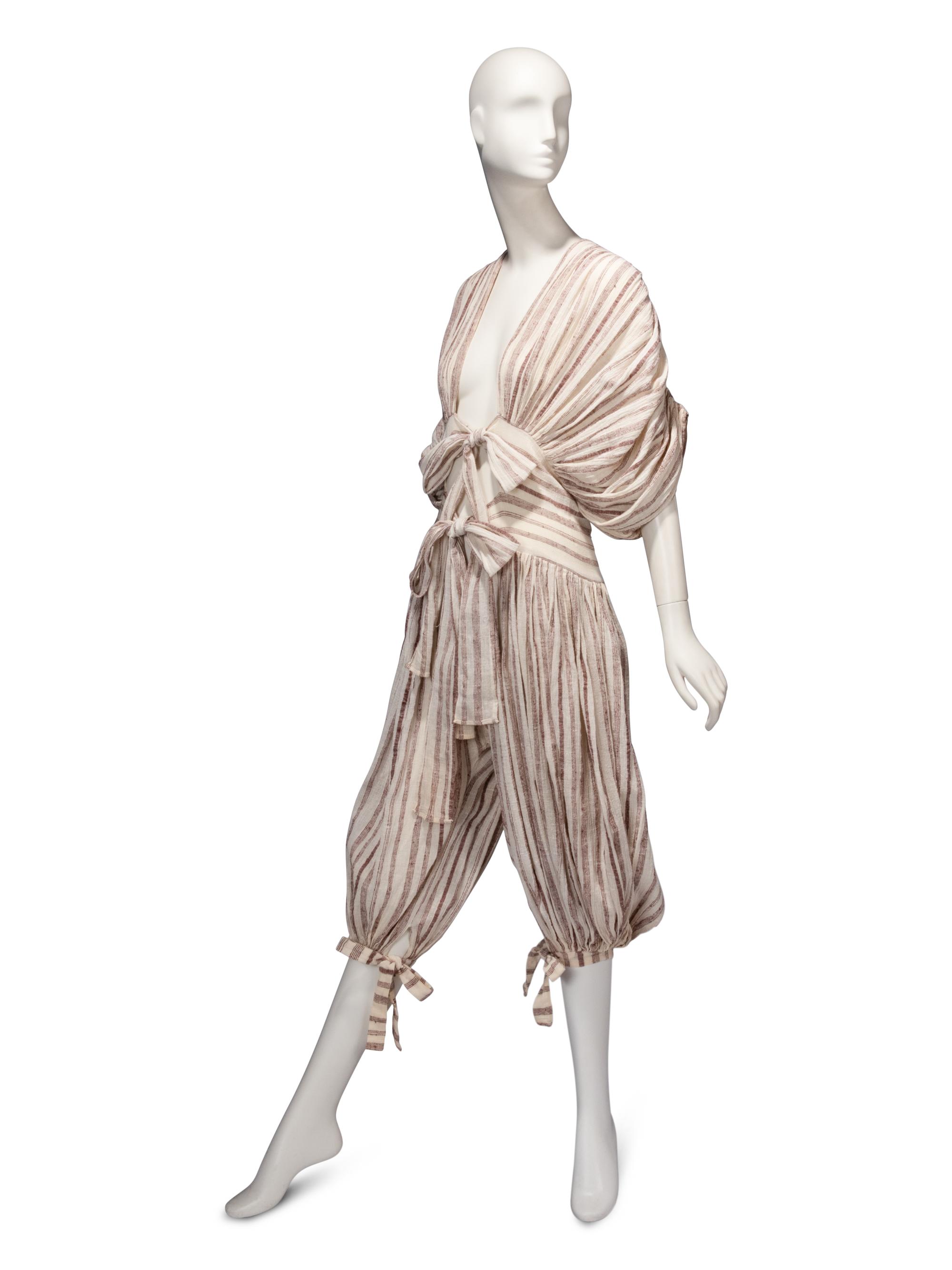 Norma Kamali, Striped Linen Jumpsuit, 1970s