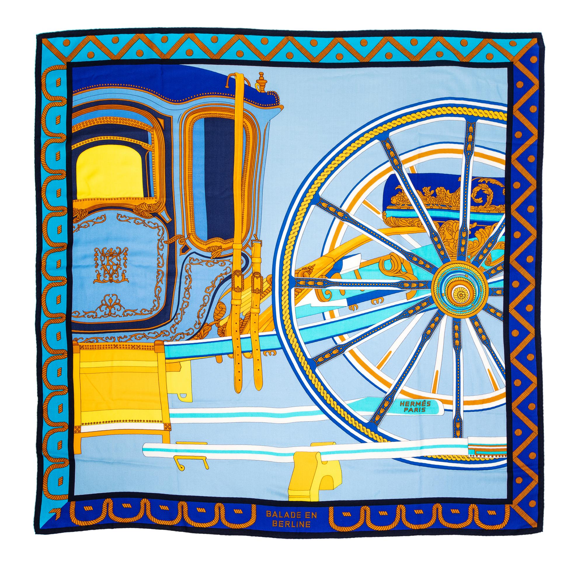 Hermès Blue Cashmere and Silk Scarf