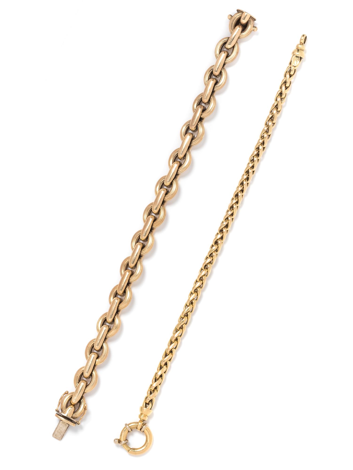 A Collection of Yellow Gold Bracelets, Italian,