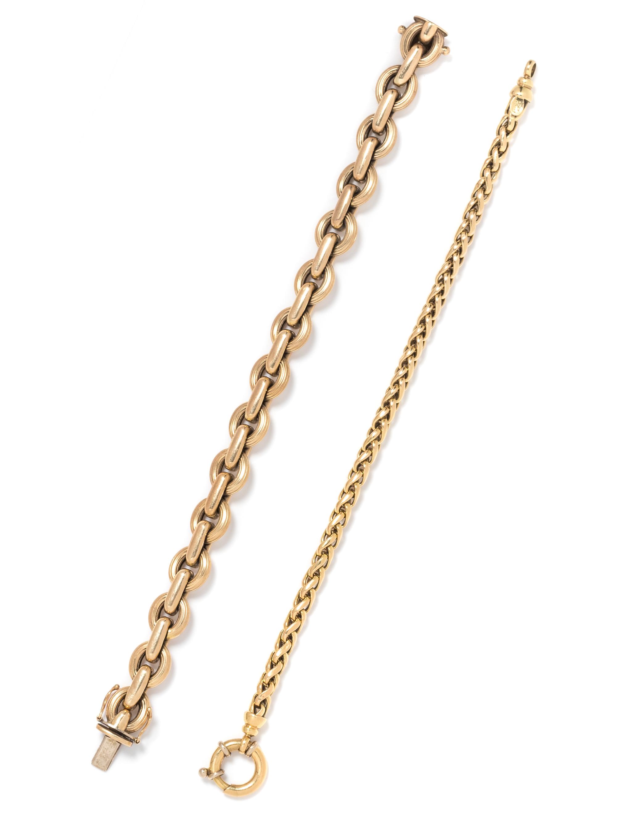 A Collection of Yellow Gold Bracelets, Italian,