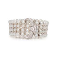 DIAMOND AND CULTURED PEARL BRACELET