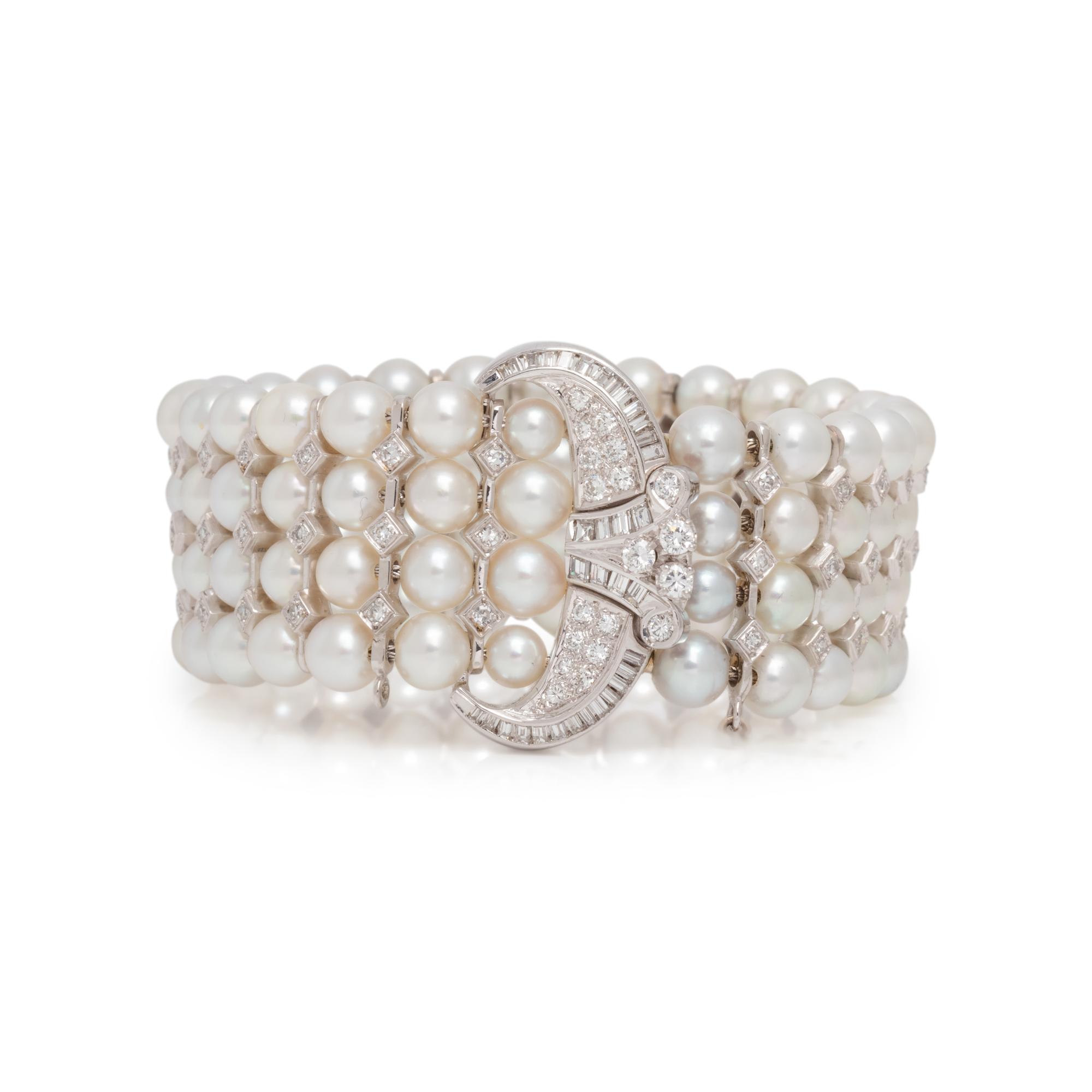 DIAMOND AND CULTURED PEARL BRACELET