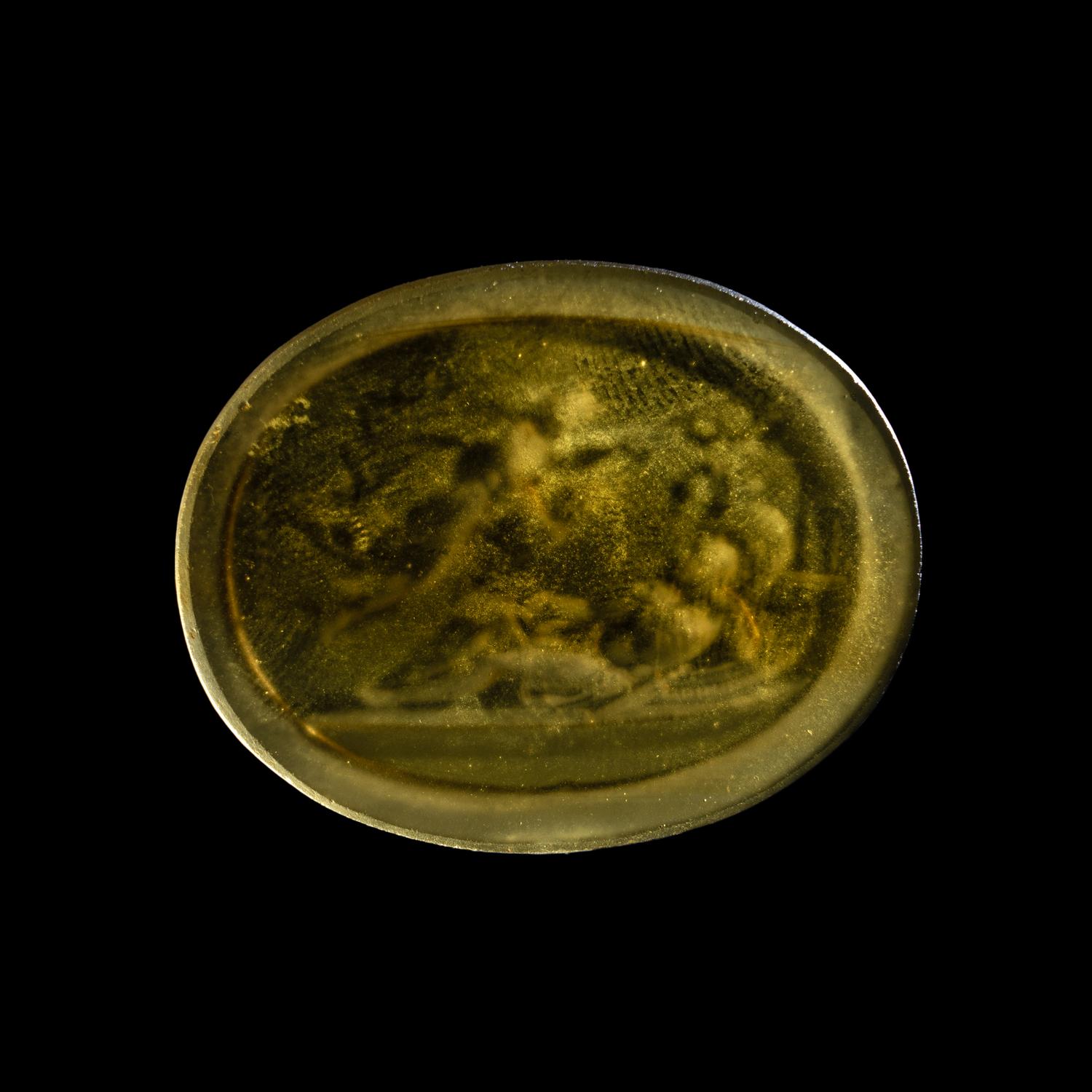 A Neoclassical Glass Intaglio with Mercury Warning Aeneas in His Sleep to Expedite His Departure