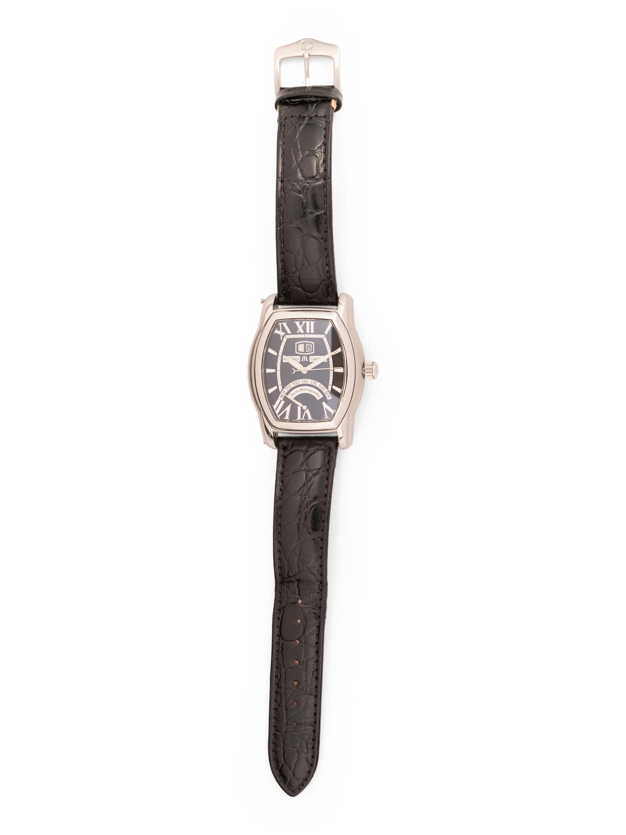 MAURICE LACROIX, REF. 6119 STAINLESS STEEL RETROGRADE 'MASTERPIECE' WRISTWATCH