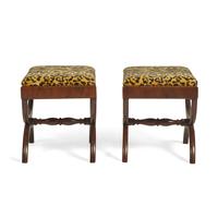 A Pair of Classical Mahogany Curule-Form Stools