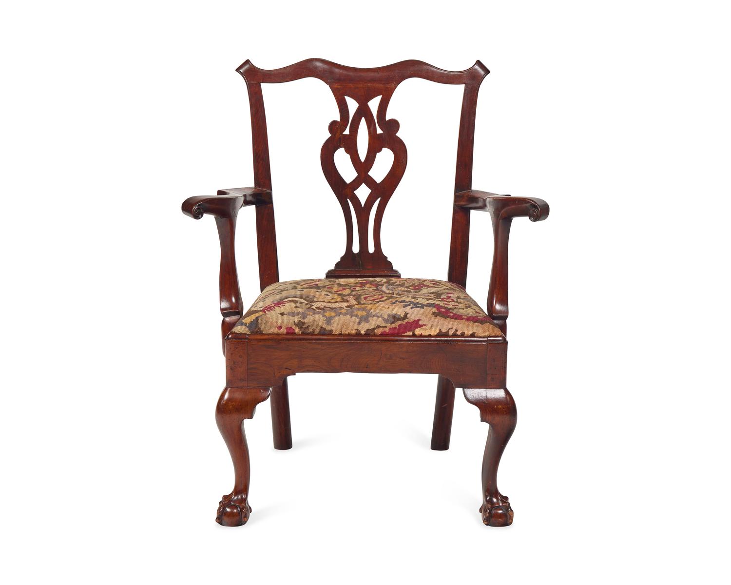 A Chippendale Carved Walnut Armchair