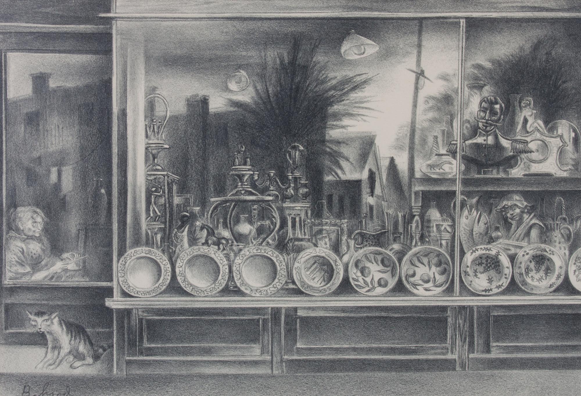Aaron Bohrod, (American, 1907-1992), Reflections in the Shop Window with Untitled (Rocking Horse)