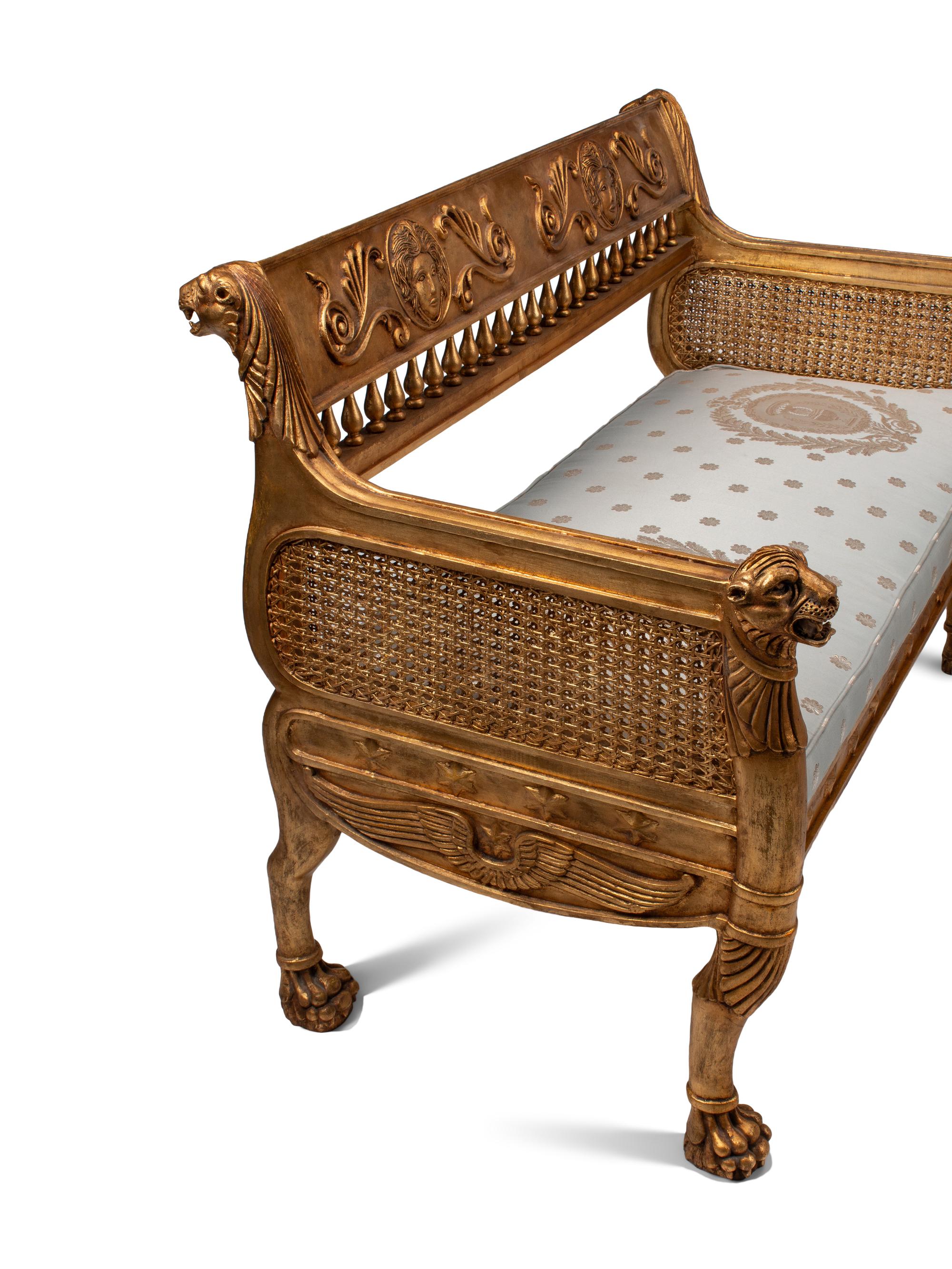 A Pair of Italian Neoclassical Style Giltwood Hall Benches