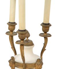 A Pair of Louis XVI Style Alabaster and Bronze Table Lamps — EARLY 20TH CENTURY