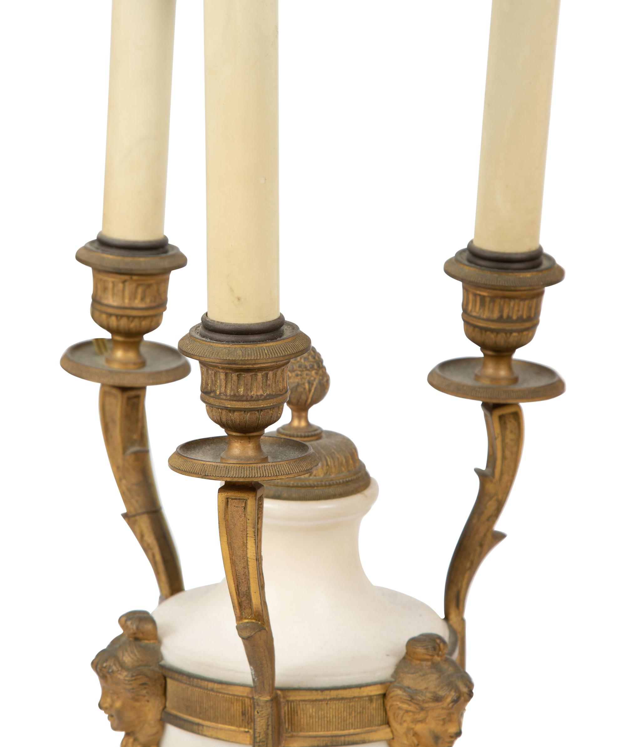 A Pair of Louis XVI Style Alabaster and Bronze Table Lamps — EARLY 20TH CENTURY