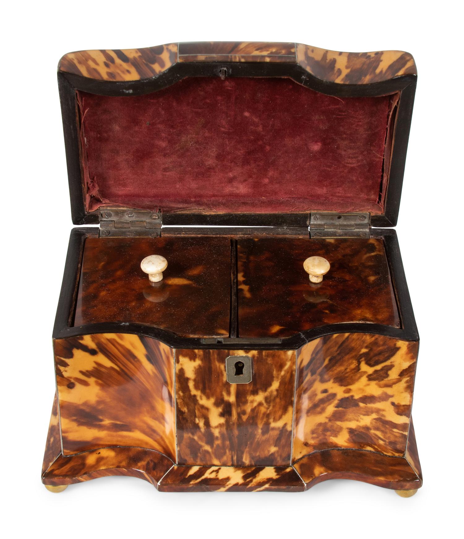 A George III Tortoise Shell Tea Caddy