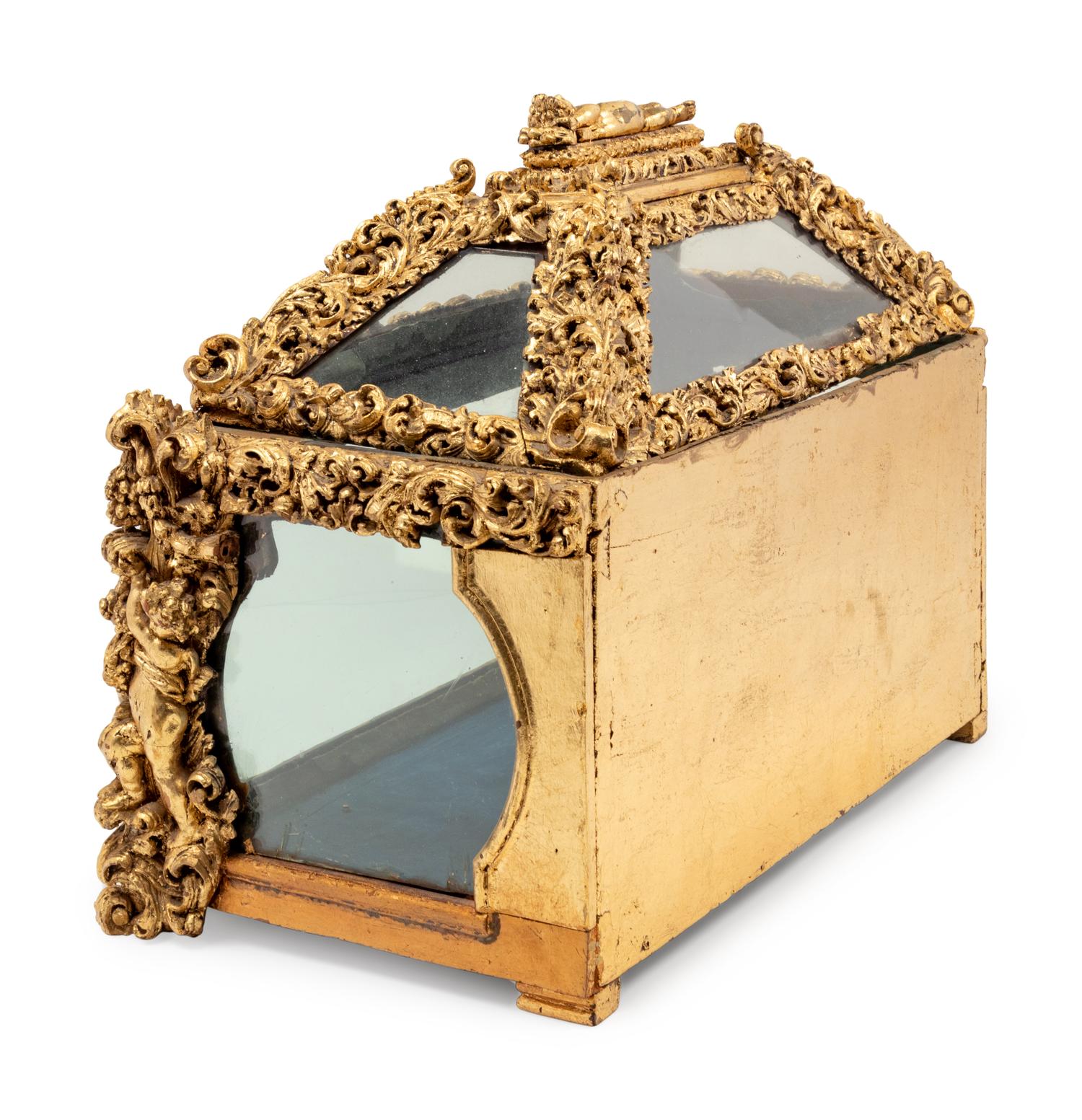 A Baroque Style Carved Giltwood Table Vitrine