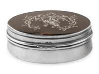 A Pair of English Silver and Tortoise-Shell Mounted Dresser Boxes