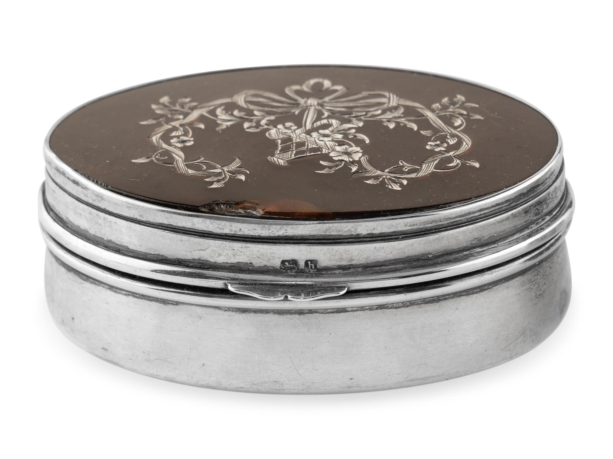 A Pair of English Silver and Tortoise-Shell Mounted Dresser Boxes