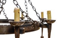 An Italian Beaded Gilt Metal Six-Light Chandelier with a Rope Canopy