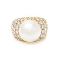 CULTURED SOUTH SEA PEARL AND DIAMOND RING
