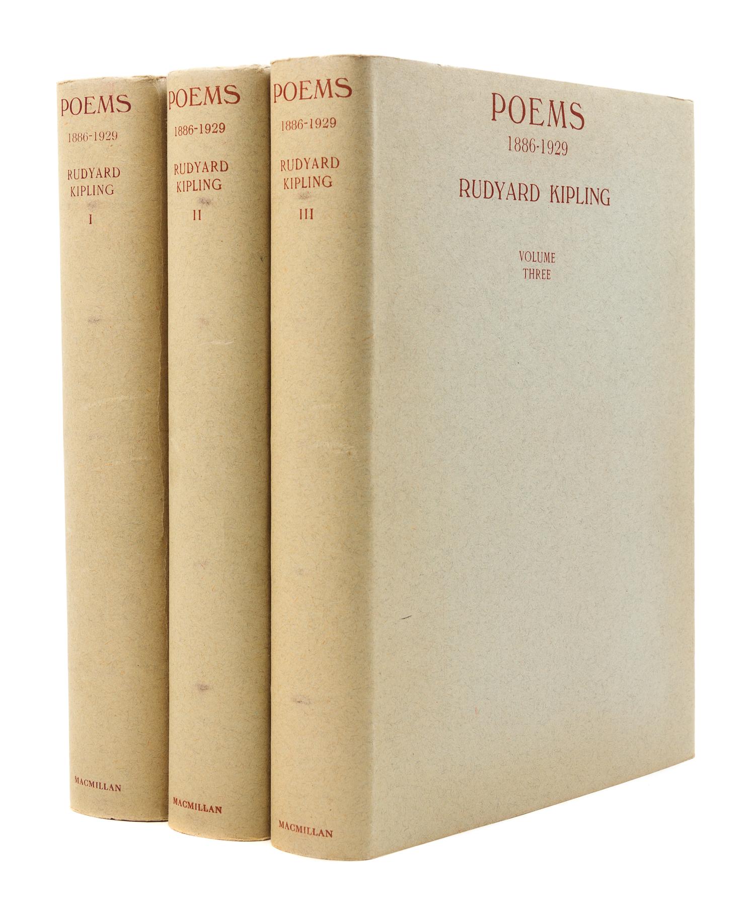 KIPLING, Rudyard (1865-1936) -- Francis DODD (1874-1949), illustrator. Poems 1886-1929. London: Macmillan & Co., Ltd., 1929.