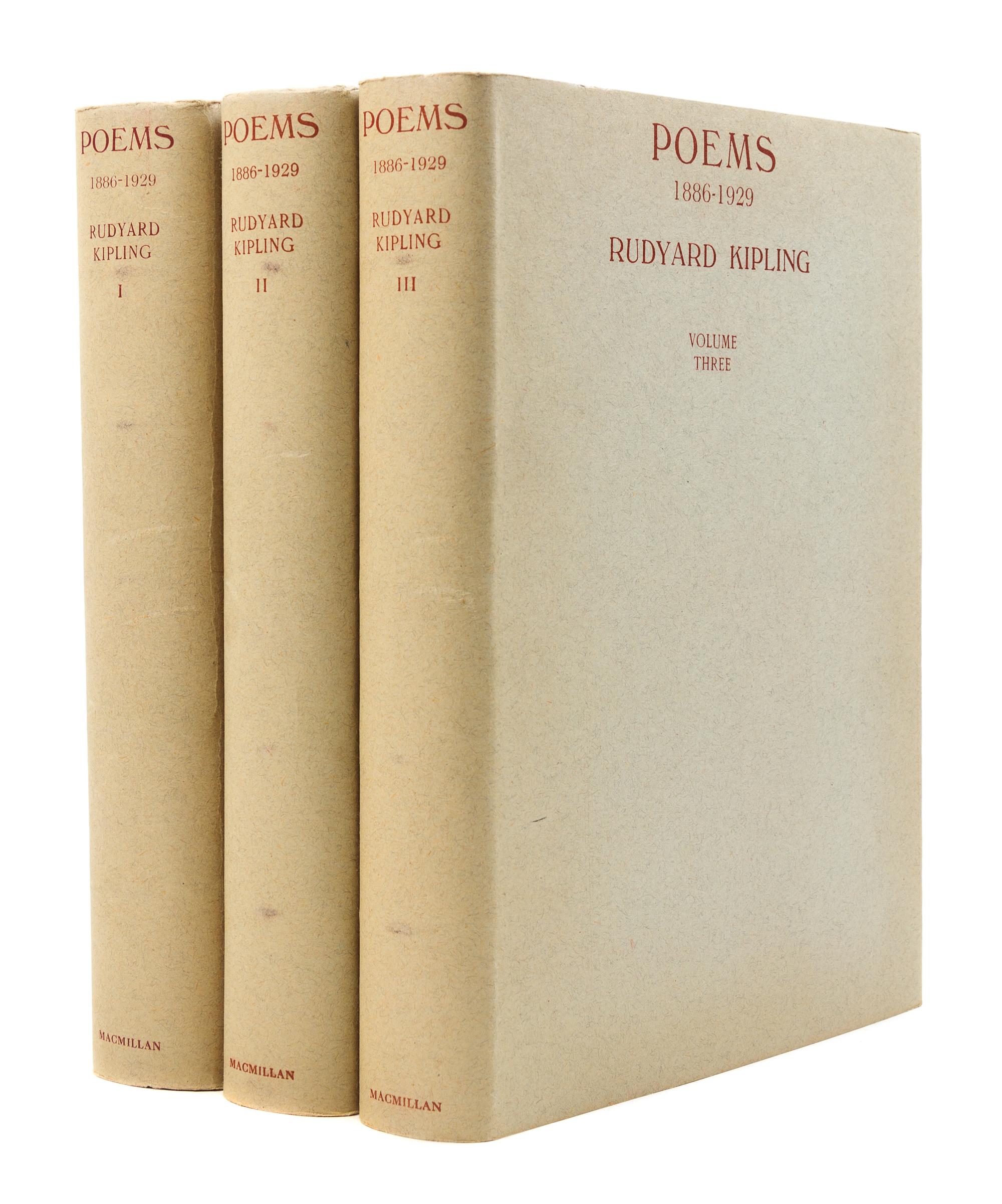 KIPLING, Rudyard (1865-1936) -- Francis DODD (1874-1949), illustrator. Poems 1886-1929. London: Macmillan & Co., Ltd., 1929.